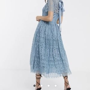 ASOS baby blue lace midi dress size 6